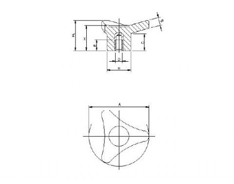 Sterngriff 3P B - Technische Zeichnung | Kuala Kunststofftechnik GmbH